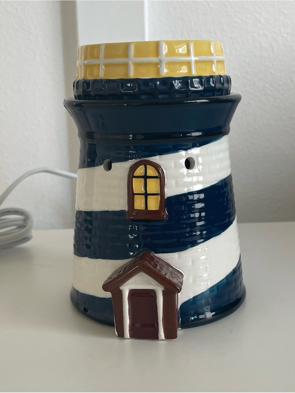 Scentsy Lighthouse Wax Warmer Full Size Nautical Blue White Retired